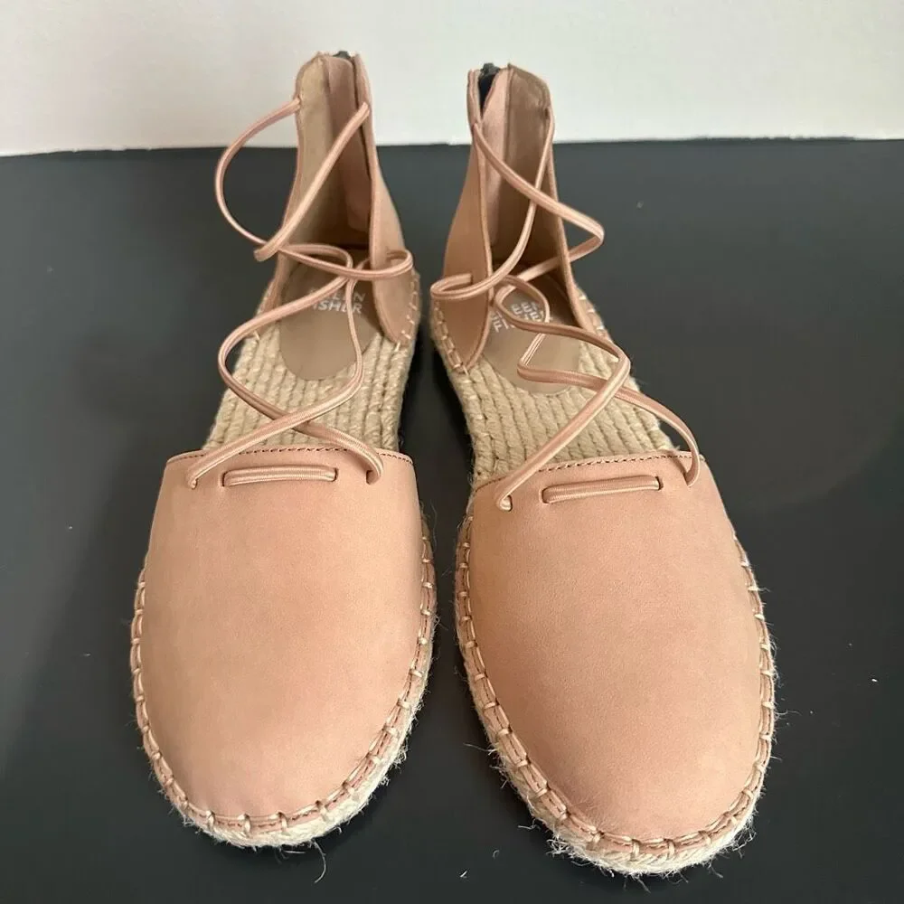 NEW Eileen Fisher Nude Pink Strappy Closed Toe Zipper Back Comfort Espadrille 6